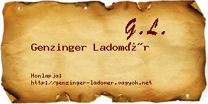 Genzinger Ladomér névjegykártya